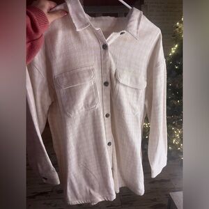 White and Cream Checkered Flannel